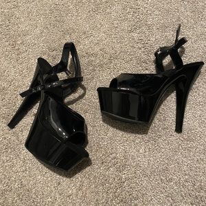 New Pleaser Black Patent Leather Heels